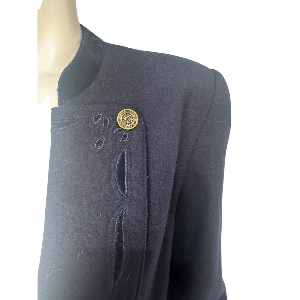 Vintage Blazer Size 2 Wool Blend Navy Blue Preppy Academia Equestrian Old Money - Picture 5 of 9